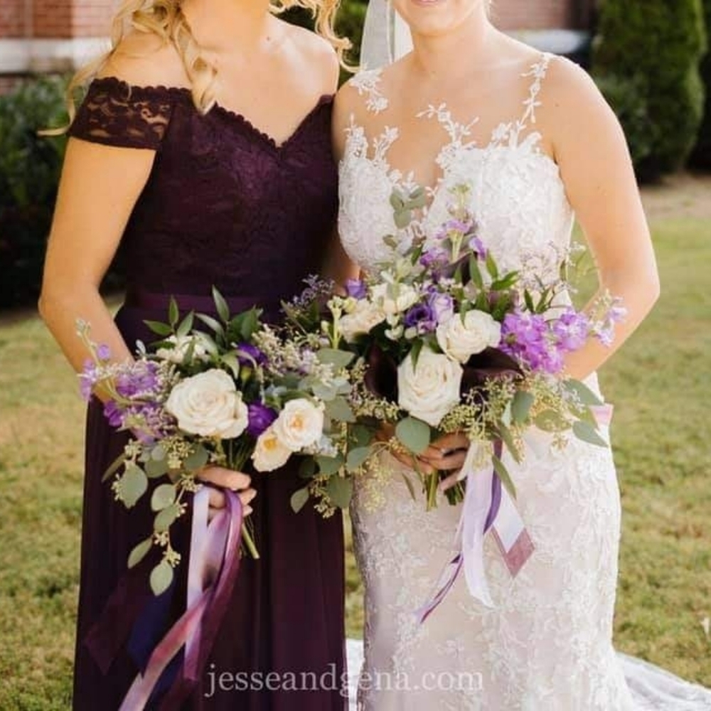 Formal Floor Length Gown Purple Off-the-shoulder
